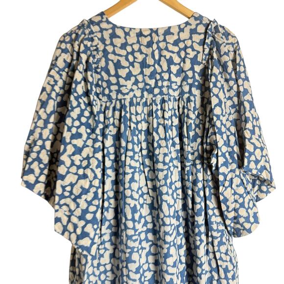Mirth Coba Blue Mosaic Print V-Neck Kaftan Boho Coastal Beach Maxi Dress Size M - Picture 8 of 11